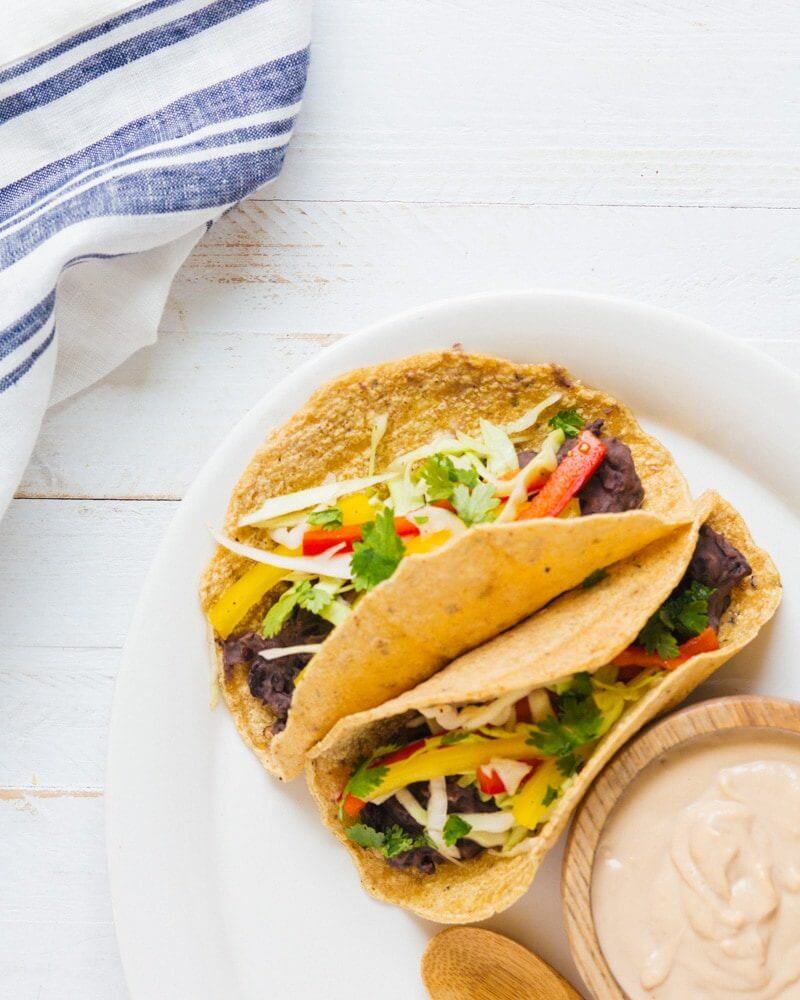 Refried Bean Tacos | 28 Day Vegetarian Meal Plan | Vegetarian weekly meal plan | Meal planning ideas | Meal prep plans | Meal planning calendar
