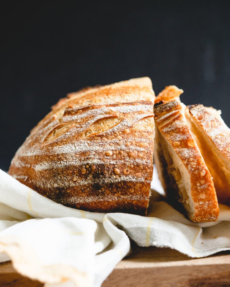 sliced sourdough bread with crispy crust